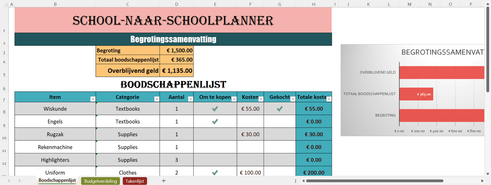 Terug-naar-school Planner – Gratis Excel-sjabloon voor een georganiseerd  schooljaar Terug-naar-school Planner – Gratis Excel-sjabloon voor  leerlingen en studenten, image size:1600x603